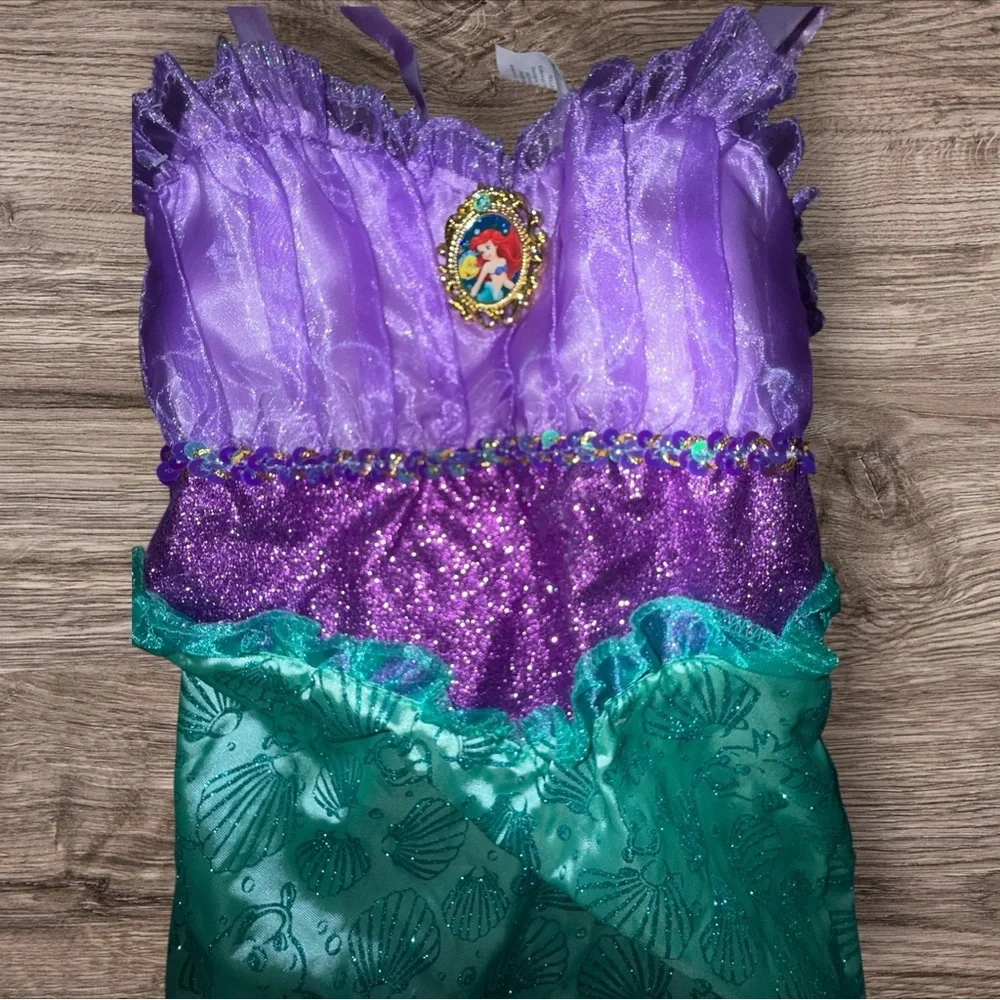 Disney Ariel Little Mermaid Costume Dress Purple Green Mermaid Fantasy Play 4–6X - Picture 3 of 5